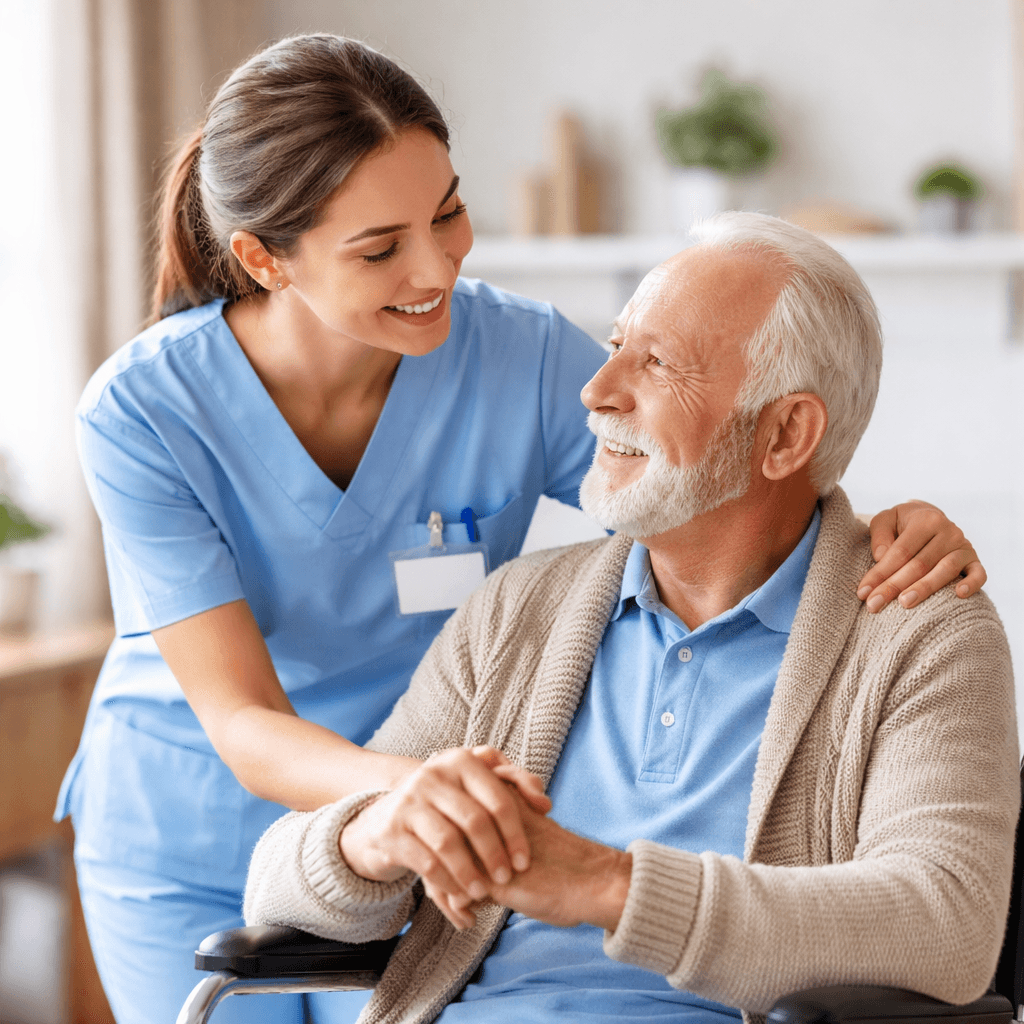 Professionnelle de santé au chevet d'un patient