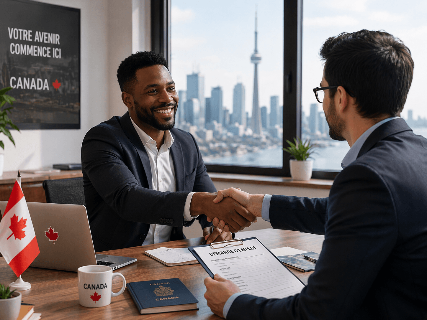 Employeur en discussion sur un mandat de recrutement
